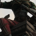 Вышивка мифологических мотивов с античными символами на темной ткани